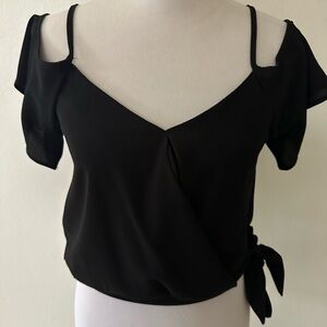 Chic Black Women's Blouse with Side Tie
